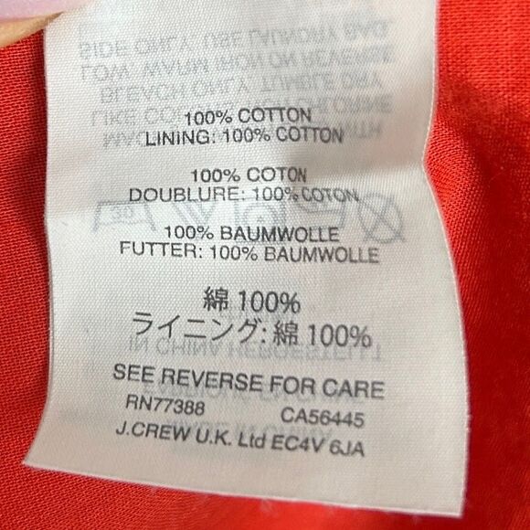 J.Crew Eyelet Flutter Bell Sleeve Shift Mini Dress Coral Orange Red Cotton Sz 4 - Picture 13 of 15